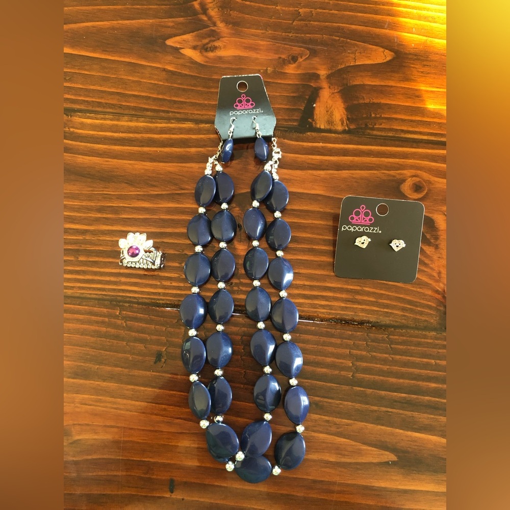 Paparazzi Two-Story Stunner Blue Necklace Bundle